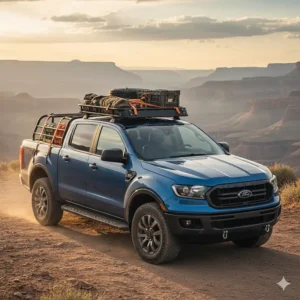 Heavy-duty basket-style roof rack installed on a Ford Ranger for maximum storage capacity.